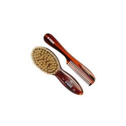 Tortoiseshell Effect Soft Natural Bristle Baby Brush and Comb Set - www.salonbusiness.co.uk