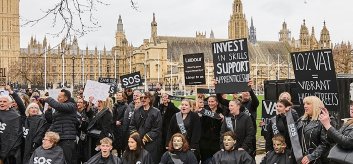 Hairdressers Take to the Streets to Protest in Parliament Square  
